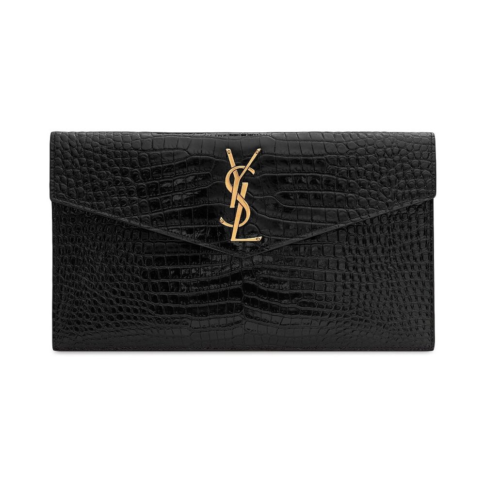 UPTOWN POUCH IN CROCODILE-EMBOSSED SHINY LEATHER